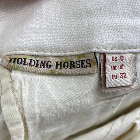 Holding Horses Denim Midi Skirt Side Slit Lace Up Corset Detail Off White Size 0 - Picture 7 of 9